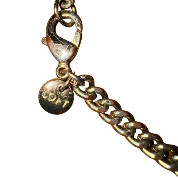 Gold-Tone LOFT Long Chain Necklace With Rhinestone Accents & Lobster Clasp - Picture 2 of 6